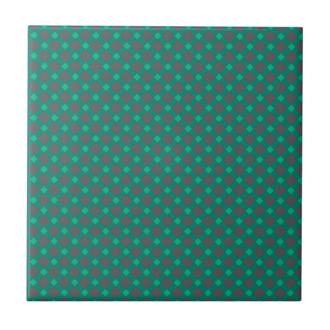 Seamless chequered plaid tartan scottish green gra ceramic tile (Front)