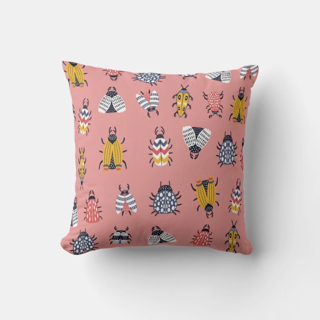 Seamless childish pattern with bugs and beetles in cushion (Front)