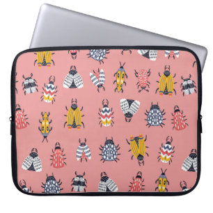 Seamless childish pattern with bugs and beetles in laptop sleeve