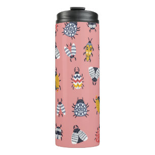 Seamless childish pattern with bugs and beetles in thermal tumbler