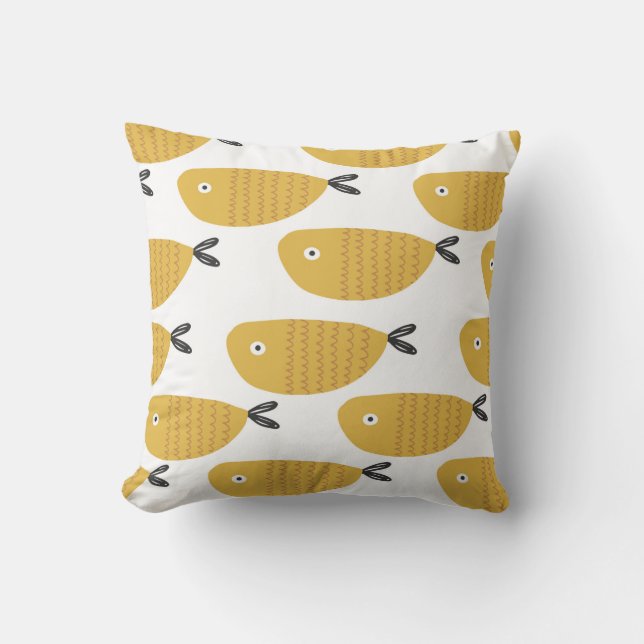 Seamless childish pattern with funny fishes. Creat Cushion (Front)