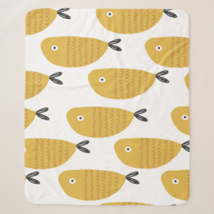 Seamless childish pattern with funny fishes. Creat Sherpa Blanket