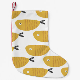Seamless childish pattern with funny fishes. Creat Small Christmas Stocking