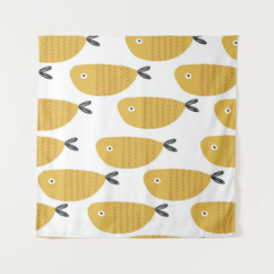 Seamless childish pattern with funny fishes. Creat Tapestry
