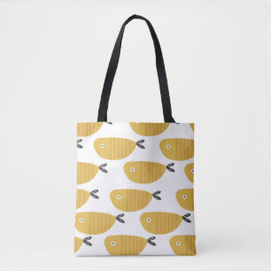 Seamless childish pattern with funny fishes. Creat Tote Bag