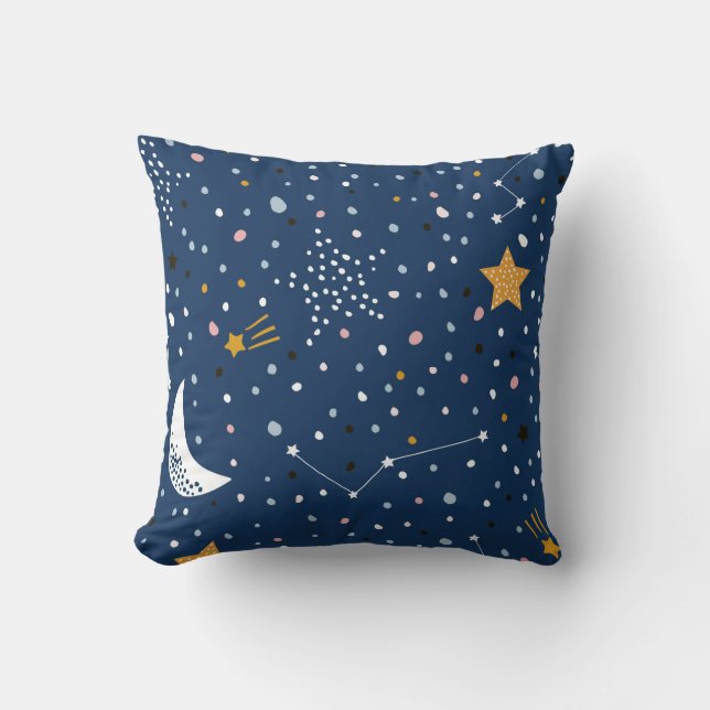Seamless childish pattern with night starry sky. C Cushion (Front)