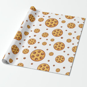 Seamless chocolate chip cookies pattern wrapping paper