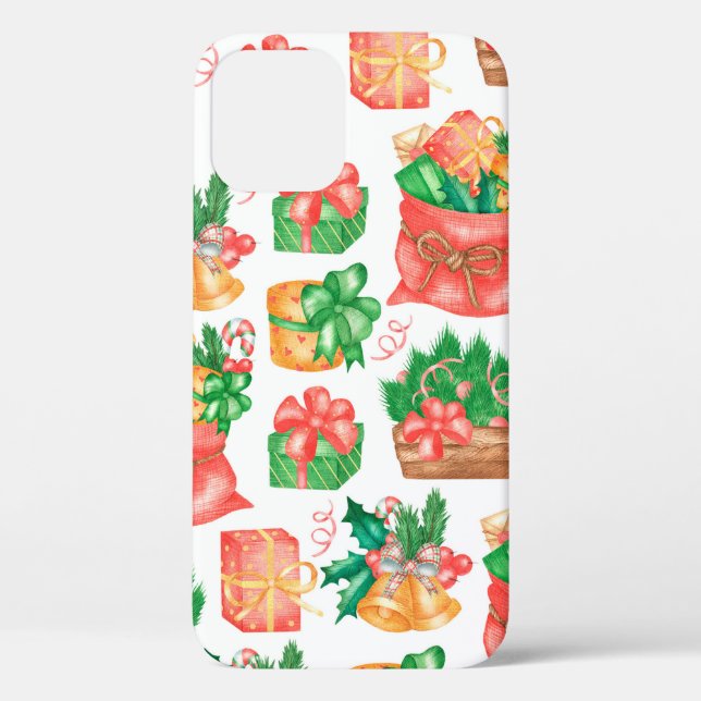 Seamless Christmas and New Year pattern with a gif Case-Mate iPhone Case (Back)