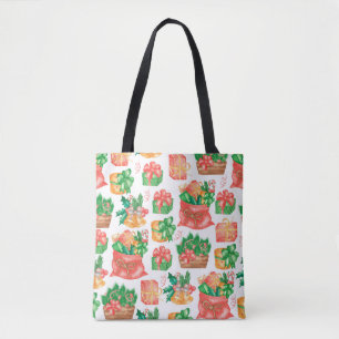 Seamless Christmas and New Year pattern with a gif Tote Bag