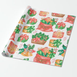Seamless Christmas and New Year pattern with a gif Wrapping Paper