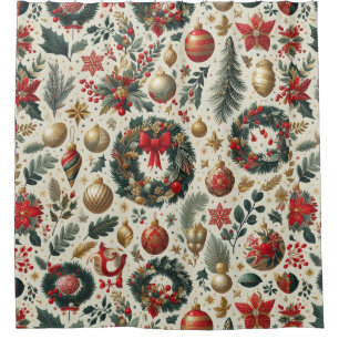 Seamless Christmas Decoration  Shower Curtain