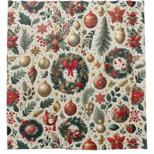 Seamless Christmas Decoration  Shower Curtain (Front)