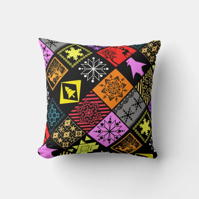 Seamless Christmas elements geometrical snowflake Cushion (Front)