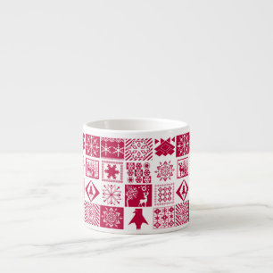Seamless Christmas elements geometrical snowflake Espresso Cup