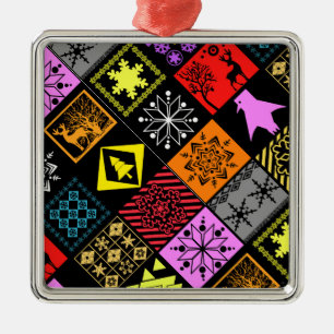 Seamless Christmas elements geometrical snowflake Metal Ornament