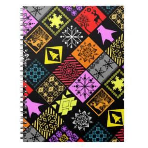 Seamless Christmas elements geometrical snowflake Notebook