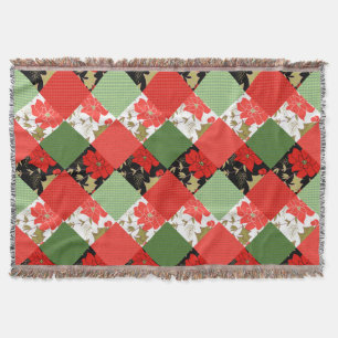 Seamless Christmas patchwork patches pattern geome Throw Blanket