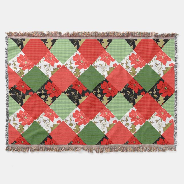 Seamless Christmas patchwork patches pattern geome Throw Blanket (Front)