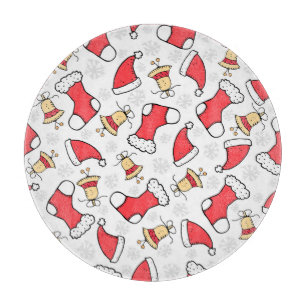 Seamless Christmas pattern, festive design. Cutting Board