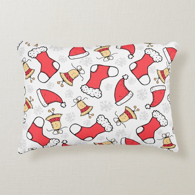 Seamless Christmas pattern, festive design. Decorative Cushion (Front)