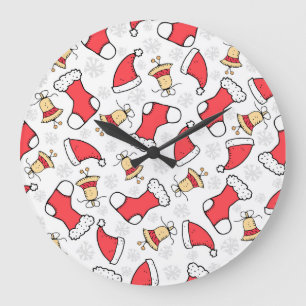 Seamless Christmas pattern, festive design. Large Clock