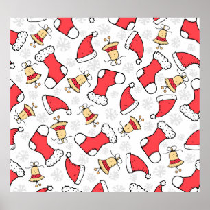 Seamless Christmas pattern, festive design. Poster