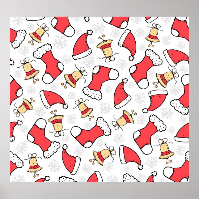 Seamless Christmas pattern, festive design. Poster (Front)