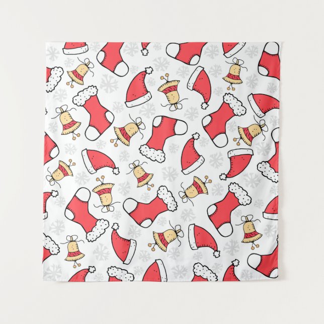 Seamless Christmas pattern, festive design. Tapestry (Front)