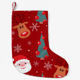 Seamless christmas pattern with reindeer santa tre small christmas stocking