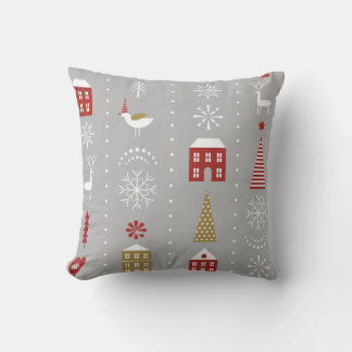 seamless Christmas pattern with stylised snowflake Cushion
