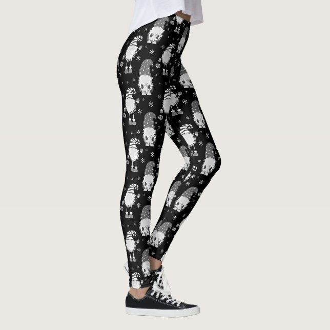 seamless Christmas scandinavian black pattern Leggings (Right)