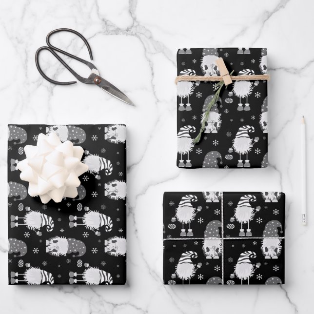 seamless Christmas scandinavian black pattern Wrapping Paper Sheet (Front)