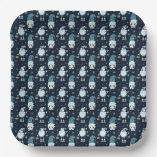 seamless Christmas scandinavian blue pattern Paper Plate