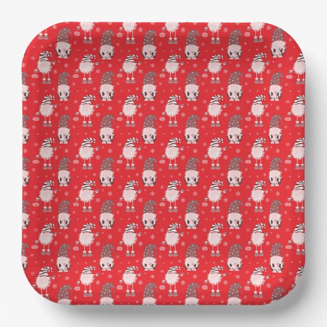 seamless Christmas scandinavian pattern Paper Plate (Front)