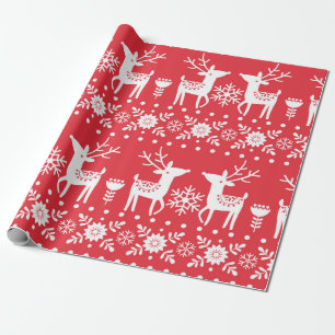 Seamless Christmas scandinavian pattern with white Wrapping Paper