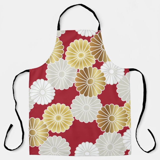 Seamless chrysanthemum pattern in the Japanese tra Apron (Front)