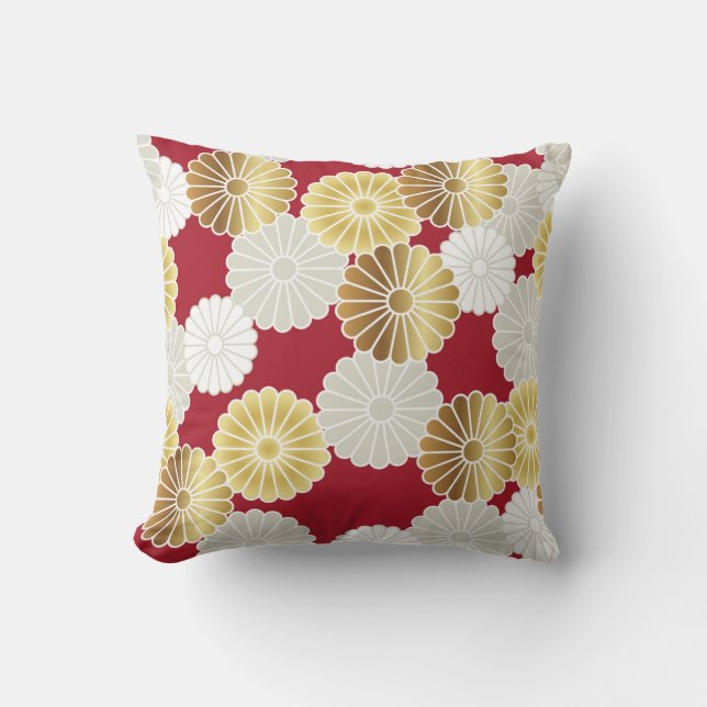 Seamless chrysanthemum pattern in the Japanese tra Cushion (Front)