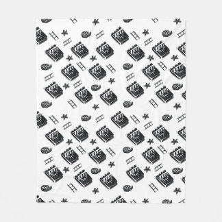 Seamless Ciak Pattern with cinema symbols and clap Fleece Blanket