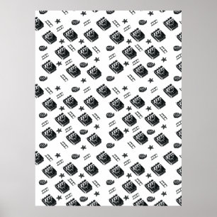 Seamless Ciak Pattern with cinema symbols and clap Poster