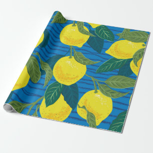 Seamless citrus pattern. Hand drawn illustration w Wrapping Paper