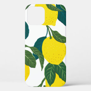 Seamless citrus pattern. Hand drawn vintage illust iPhone 12 Case