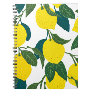 Seamless citrus pattern. Hand drawn vintage illust Notebook