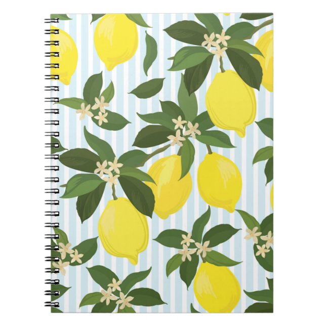 Seamless citrus vintage pattern on white backgroun notebook (Front)