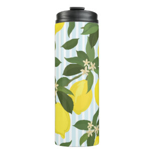 Seamless citrus vintage pattern on white backgroun thermal tumbler
