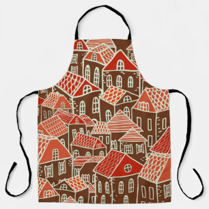 Seamless city pattern in apron