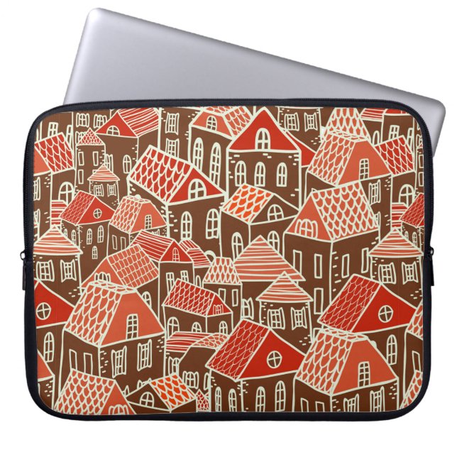 Seamless city pattern in laptop sleeve (Front)