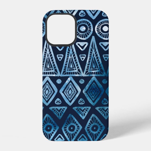 Seamless classic blue ethnic pattern iPhone case (Back)