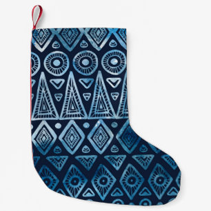 Seamless classic blue ethnic pattern small christmas stocking