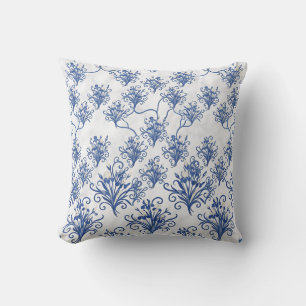 Seamless Cobalt Iris Floral Throw Cushion