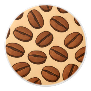 Seamless Coffee Bean Pattern Warm Brown Café Ceramic Knob